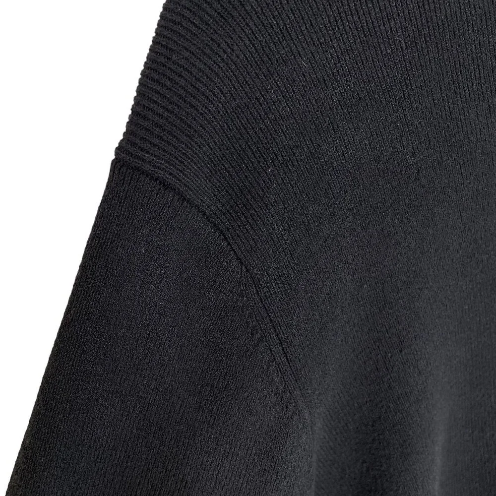 Eileen Fisher Black Ribbed Zip Front Cardigan, L - Picture 5 of 7